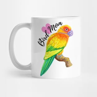 Bird Mom - Sun Conure Wearing Mask Mug